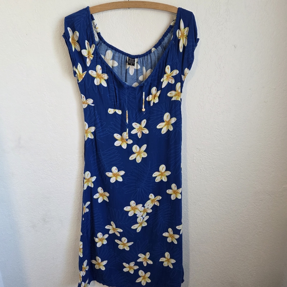 Favant Hawaii Women's Tropical Blue Boat Neck Sundress Small Resortwear